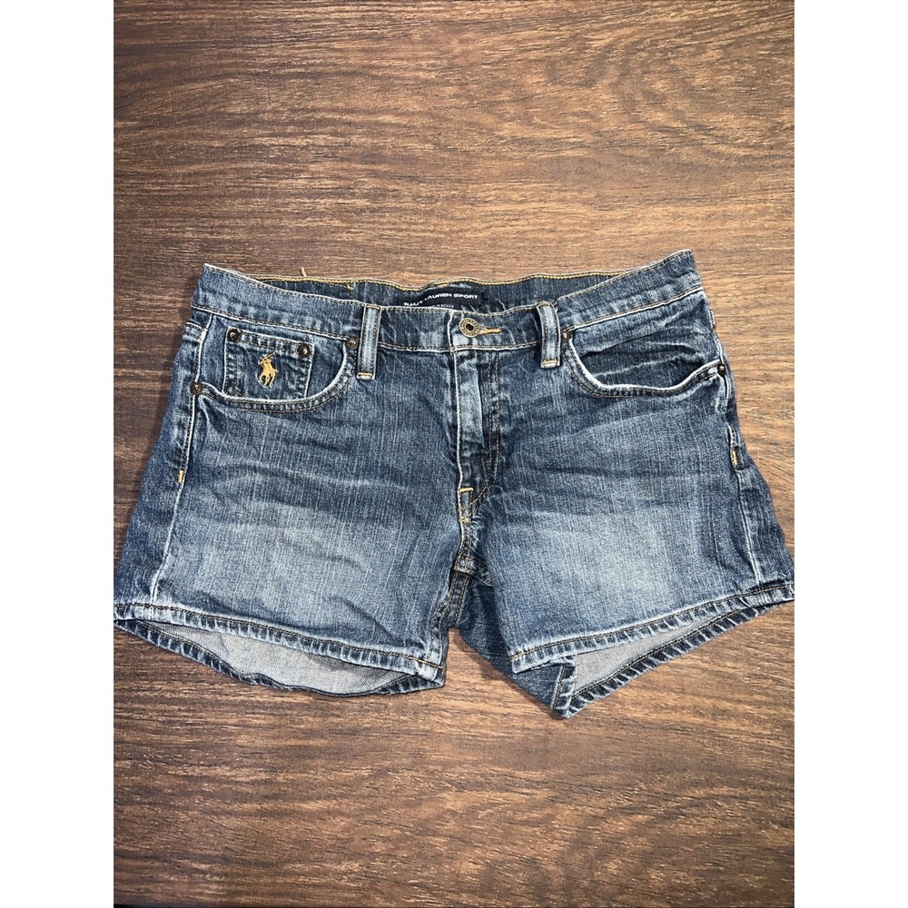 Ralph Lauren Sport Women's Size 28 Denim Blue Jean Shorts Embroidered Pony Logo